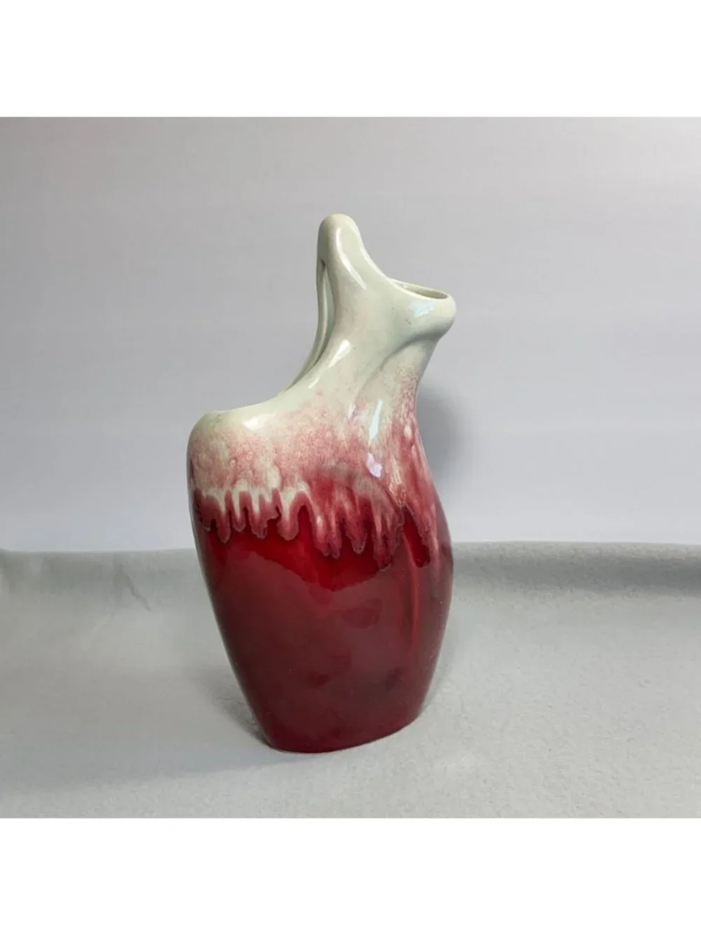 Vintage Red Wing Pottery Vase 1953 Anniversary Drip Glaze Oxblood Maroon B2317 - Picture 9 of 16